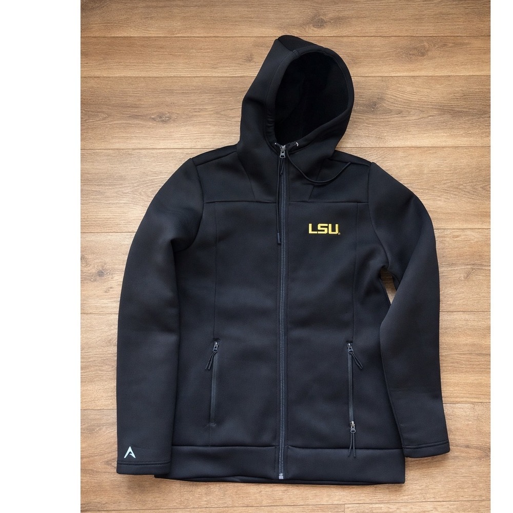 LSU Tigers‎ Black Full Zip Performance Hoodie Jacket Women's Fitted Medium